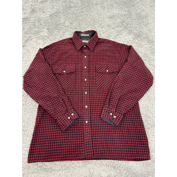 Vtg Claybrooke Shirt Mens Large Red Plaid Tweed Satin Lined Flannel Shacket 90s - Picture 1 of 8
